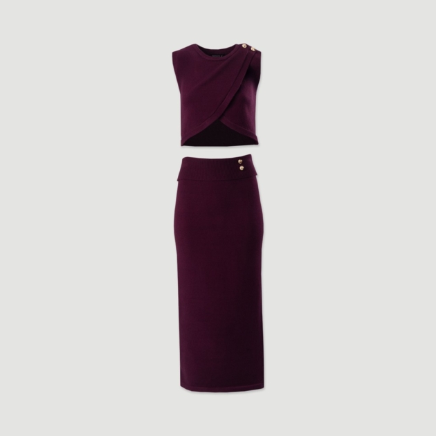 CONJUNTO DE MALHA COM TOP CRUZADO E SAIA LÁPIS FEMININA- OI25SN96900