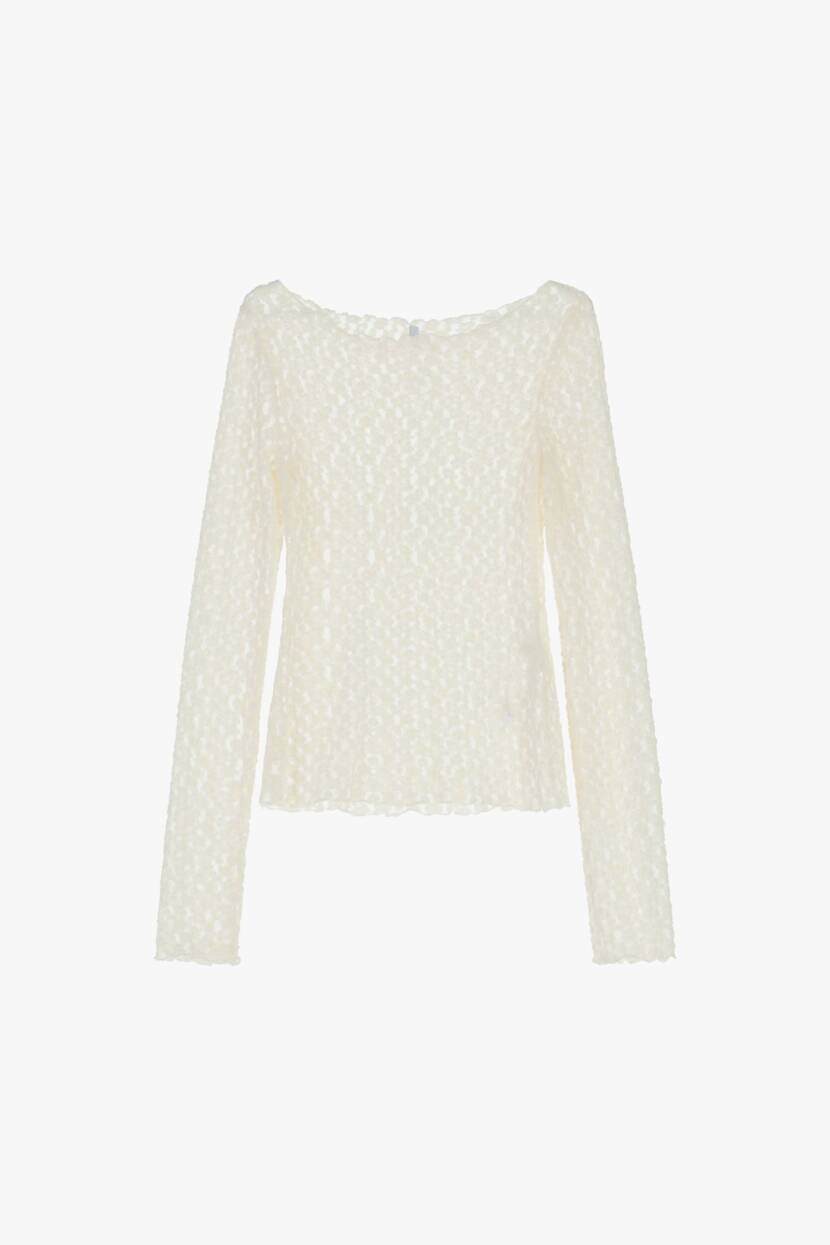 BLUSA DE MANGA COMPRIDA COM ESTAMPA GEOMÉTRICA TRANSPARENTE- TX85KKH - Image 2