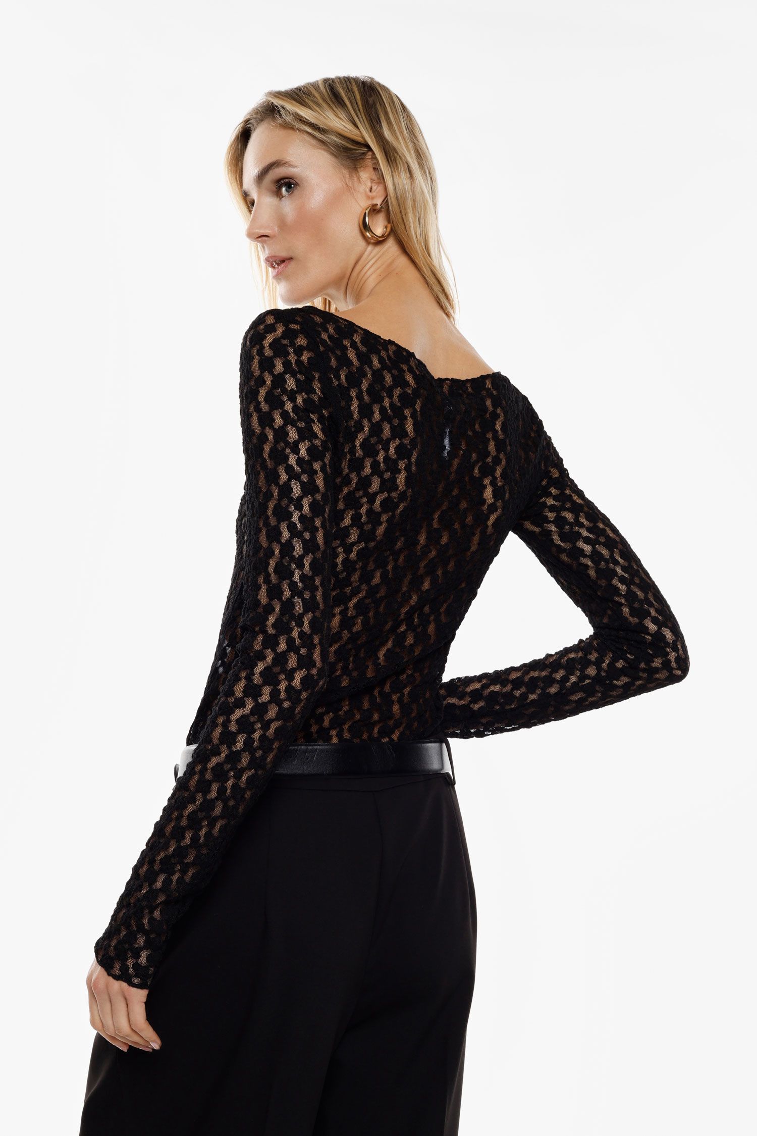 BLUSA DE MANGA COMPRIDA COM ESTAMPA GEOMÉTRICA TRANSPARENTE- TX85KKH - Image 5