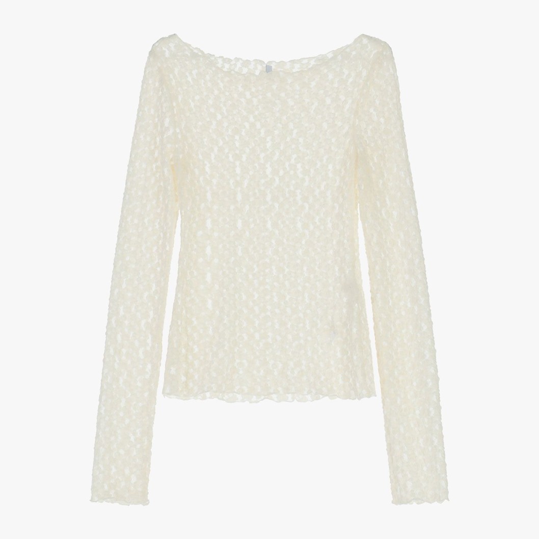 BLUSA DE MANGA COMPRIDA COM ESTAMPA GEOMÉTRICA TRANSPARENTE- TX85KKH