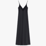 VESTIDO LONGO COM ALÇAS E DETALHE DE RENDA, DECOTE EM V- AFVJKBA