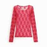 BLUSA TRANSPARENTE DE MANGAS COMPRIDAS COM BORDADO FLORAL- TW91LMX
