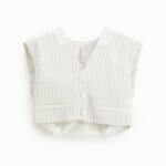 COLETE CURTO LISTRADO COM FECHO DE BOTÃO - LD29LAF