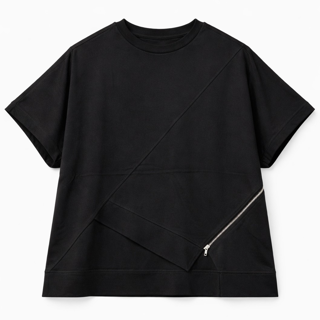 T-SHIRT PRETA COM RECORTES E FECHO - VS26-19015 1 T-SHIRT PRETA COM RECORTES E FECHO - VS26-19015 - Image 2