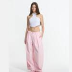 CALÇAS ROSA DE CORTE AMPLO COM PINÇAS- VS26-19127