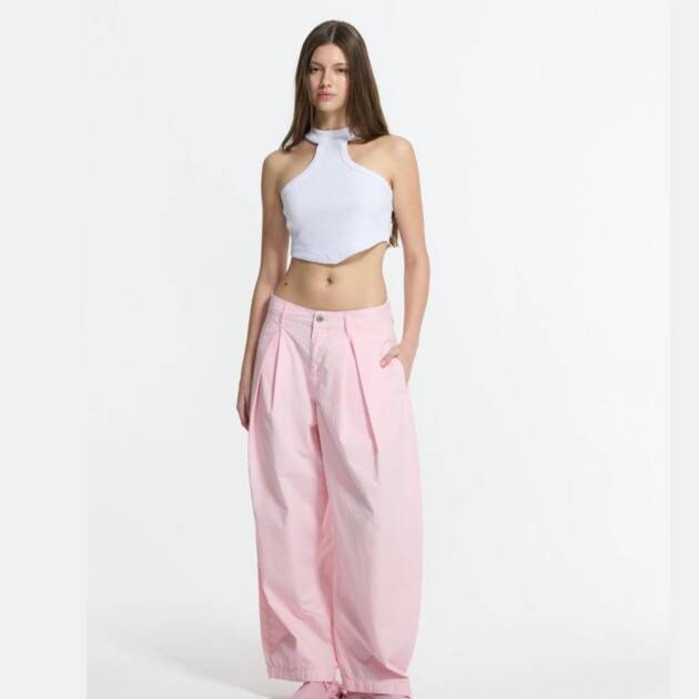 CALÇAS ROSA DE CORTE AMPLO COM PINÇAS- VS26-19127