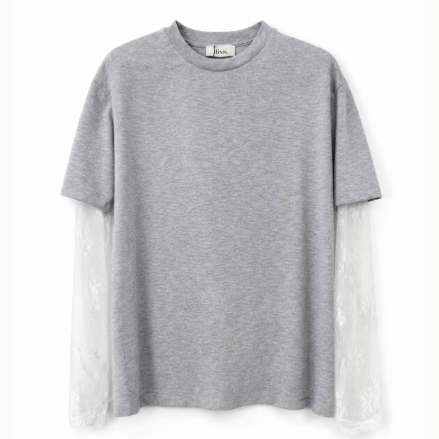 T-SHIRT COM MANGA EM RENDA - T262A019