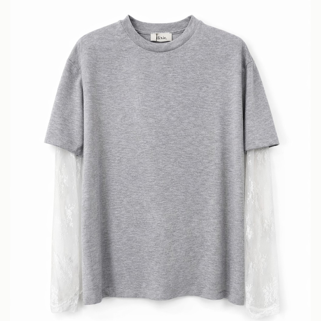 T-SHIRT COM MANGA EM RENDA - T262A019