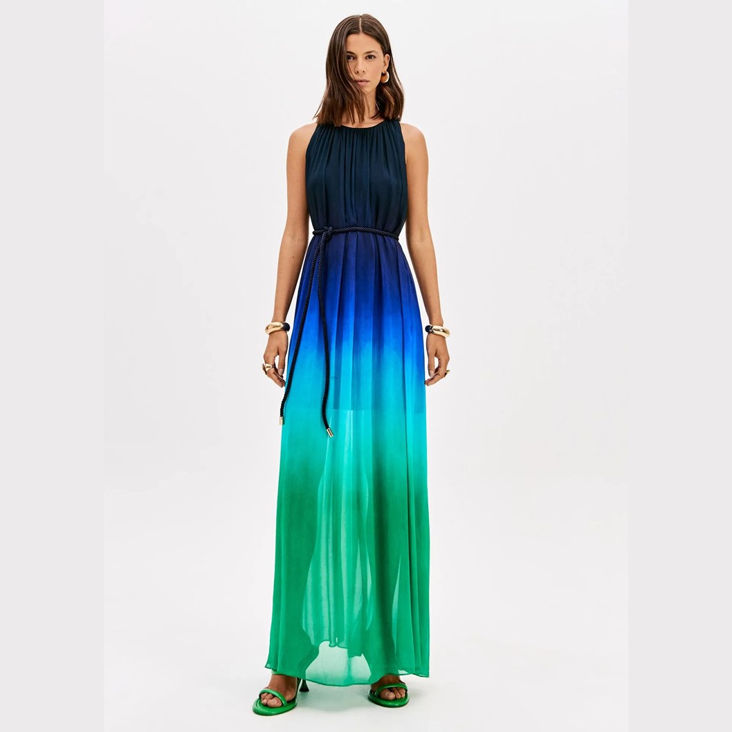 VESTIDO COMPRIDO DEGRADÊ AZUL E VERDE - 502VE011810