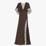 VESTIDO LONGO DE BOLINHAS COM MANGAS AMPLAS E RENDA - AFZULII