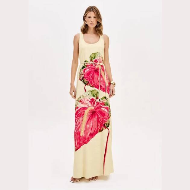 VESTIDO LONGO SEM MANGAS COM CINTO - 502VE011748