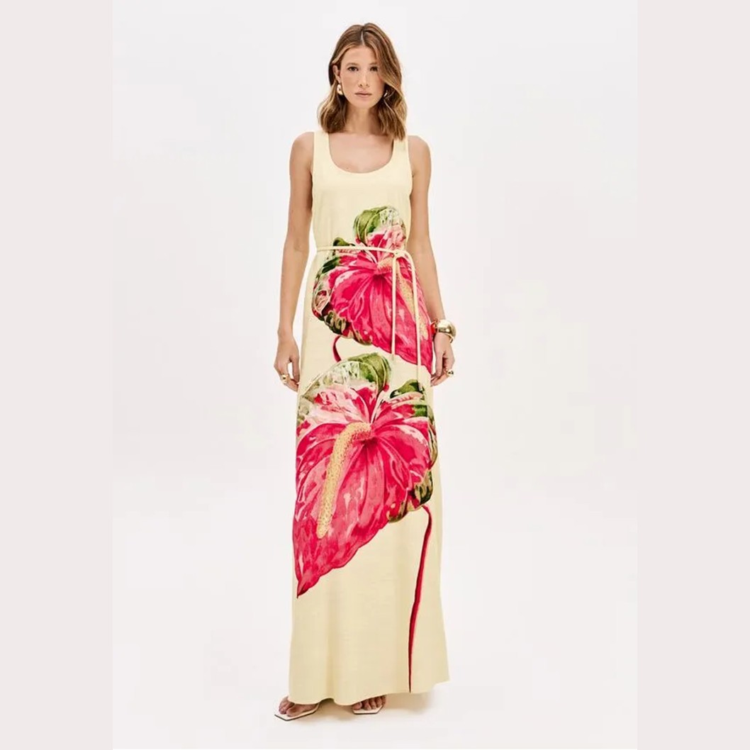 VESTIDO LONGO SEM MANGAS COM CINTO - 502VE011748