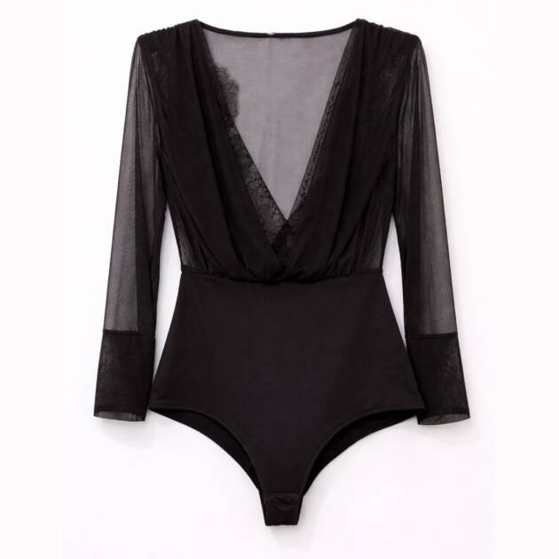 BODY EM RENDA E TULE - B283LJS