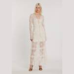 VESTIDO LONGO BECKAM COM MANGAS COMPRIDAS E FORRO COM DETALHES EM RENDA – RL261BECKAM