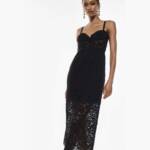 VESTIDO MIDI PRETO IMPERIAL EM RENDA - AFVZKMA
