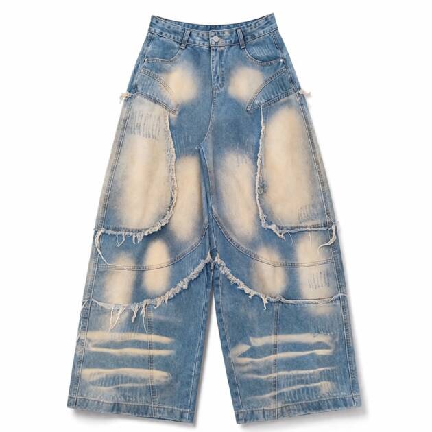 CALÇAS DE GANGA COM EFEITO DESGASTADO - 9418