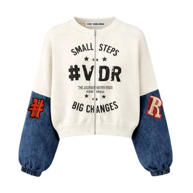 BLUSÃO BOMBER COM MANGAS EM DENIM - VS26-19173