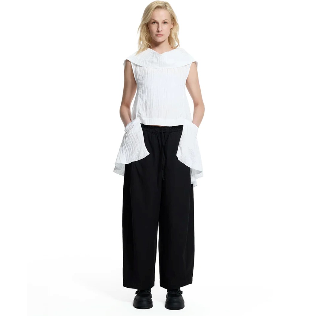 BLUSA BRANCA ASSIMÉTRICA COM TEXTURA AMASSADA - VS26-19145