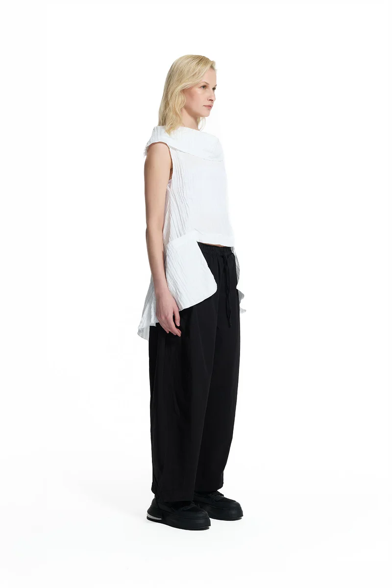 BLUSA BRANCA ASSIMÉTRICA COM TEXTURA AMASSADA - VS26-19145 4 BLUSA BRANCA ASSIMÉTRICA COM TEXTURA AMASSADA - VS26-19145 - Image 5